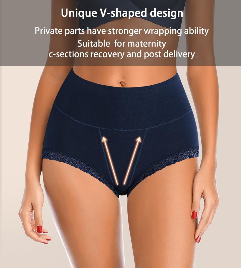 OPIBOO Tummy Control Womens Underwear Cotton Soft Stretch Postpartum Panties Ladies High Waisted Full Coverage Briefs Multipack s - Image 4